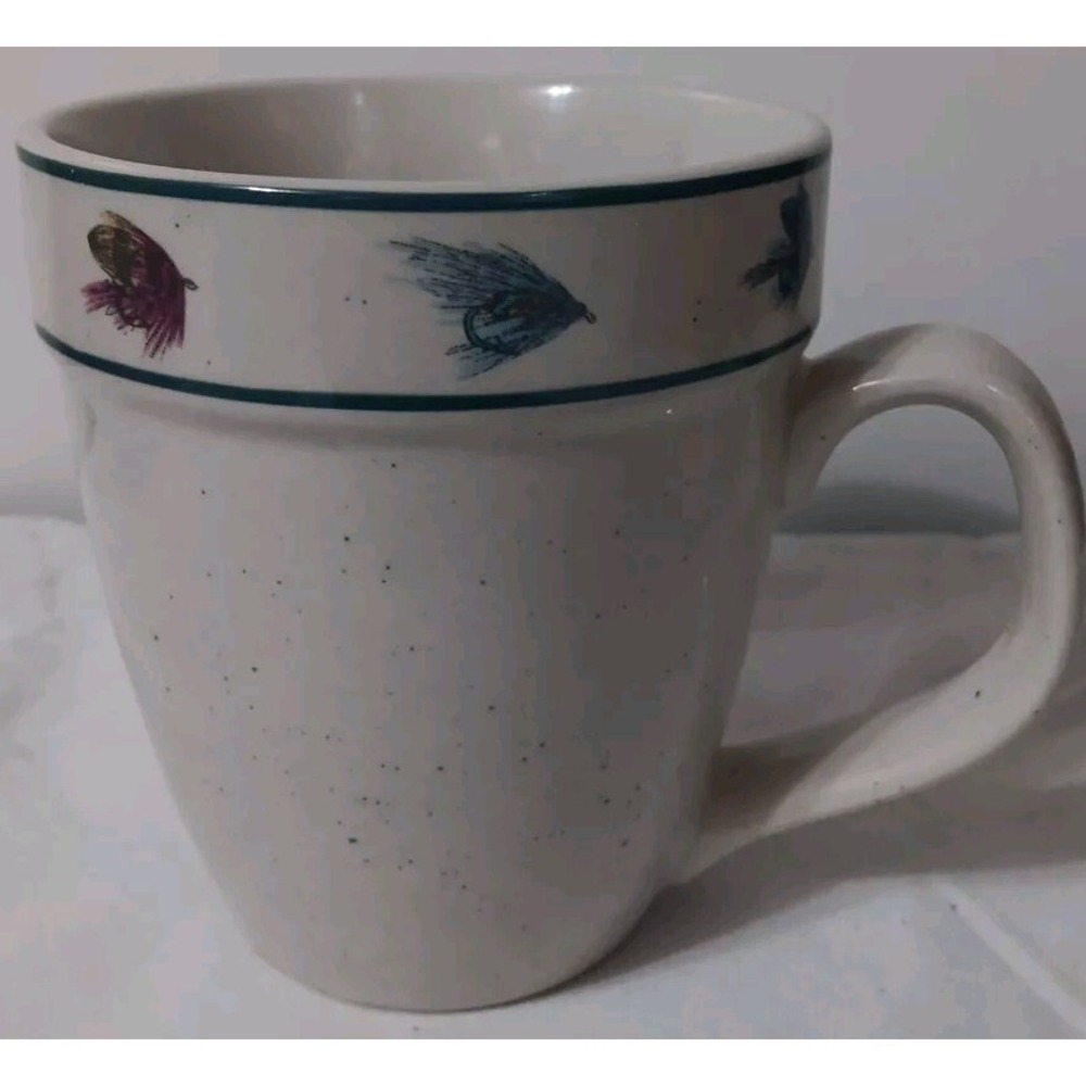 Folkcraft Coffee Mug Cup Rainbow Trout Scotty Z Stoneware Fish Lures Replacement